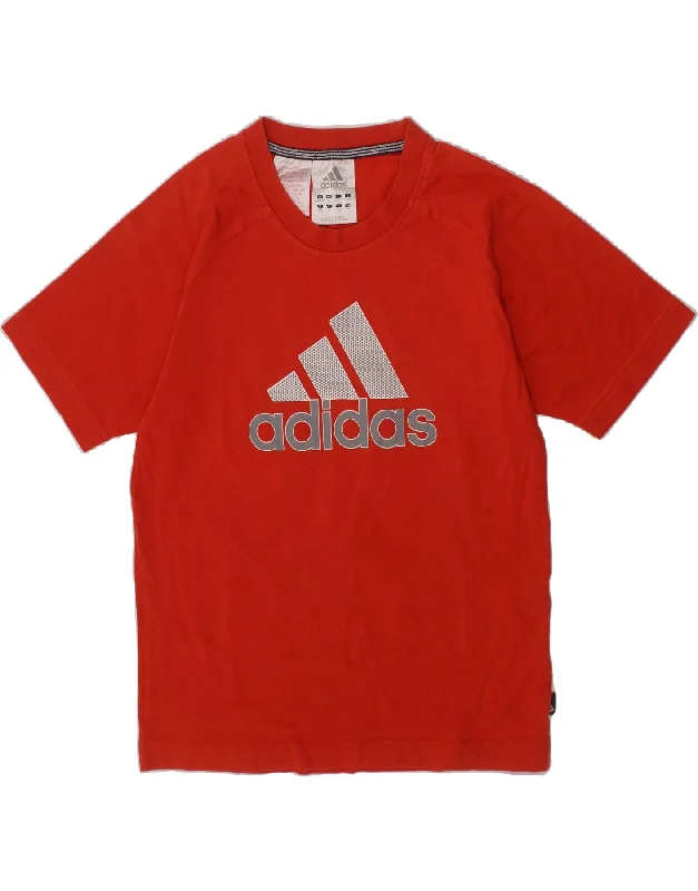 ADIDAS Girls Graphic T-Shirt Top 9-10 Years Red Cotton