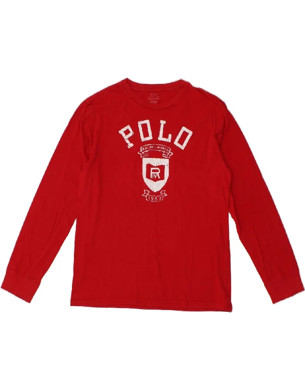 POLO RALPH LAUREN Boys Graphic Top Long Sleeve 15-16 Years XL Red