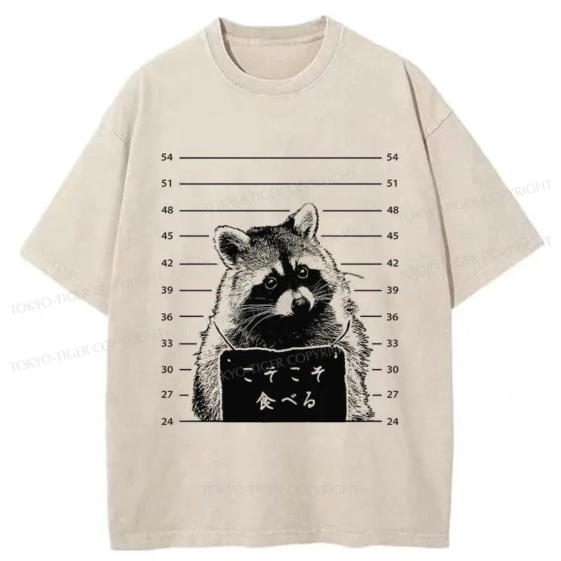 Tokyo-Tiger Captured Raccoon Washed T-Shirt