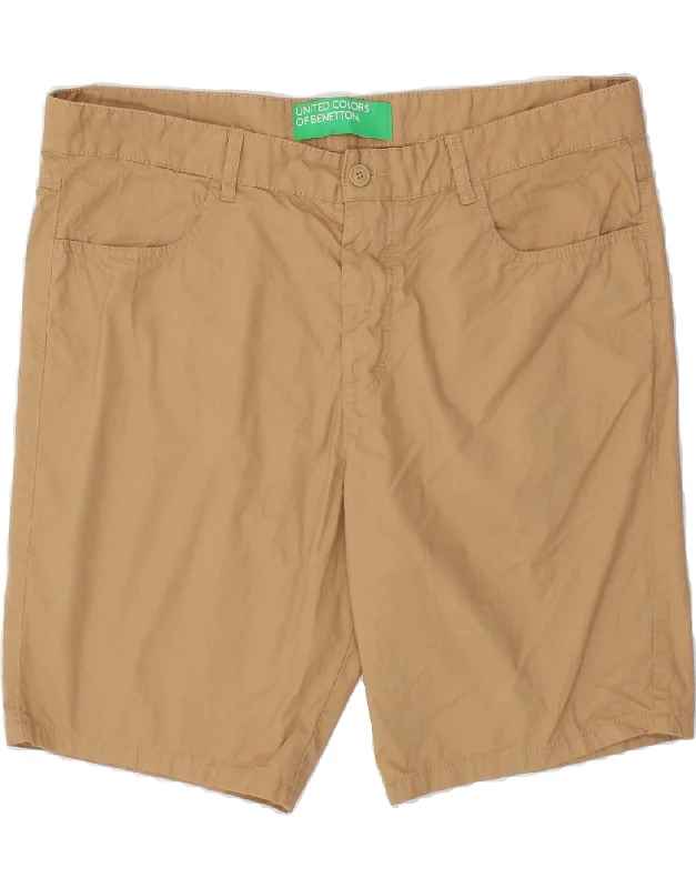 BENETTON Mens Casual Shorts IT 54 2XL W42 Beige Cotton