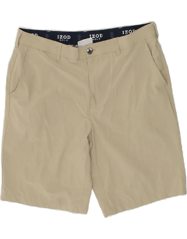 IZOD Mens Chino Shorts W34 Large  Beige Polyester