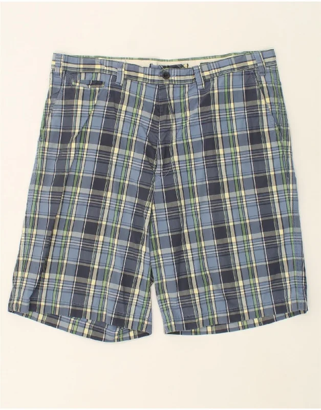 NAUTICA Mens Clipper Chino Shorts W40 XL Blue Check Cotton