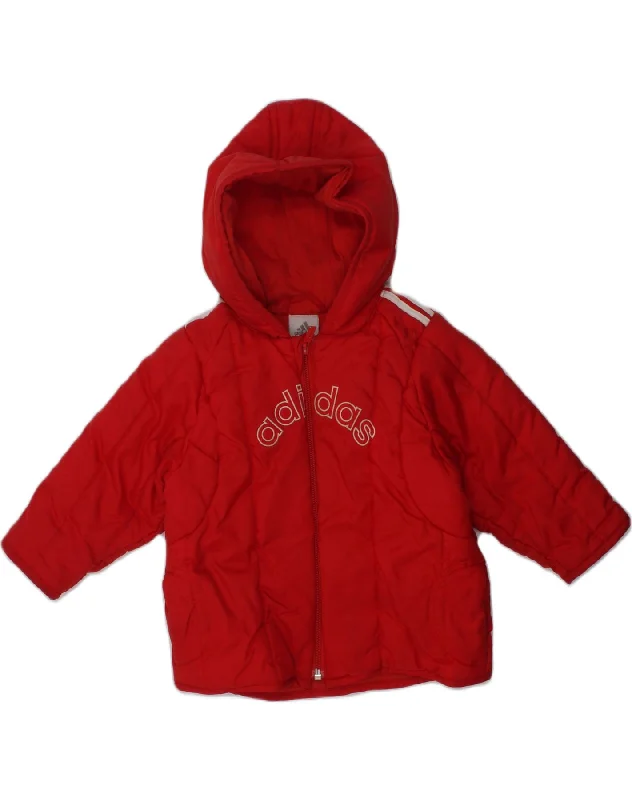 ADIDAS Baby Boys Graphic Hooded Padded Jacket 12-18 Months Red Polyamide