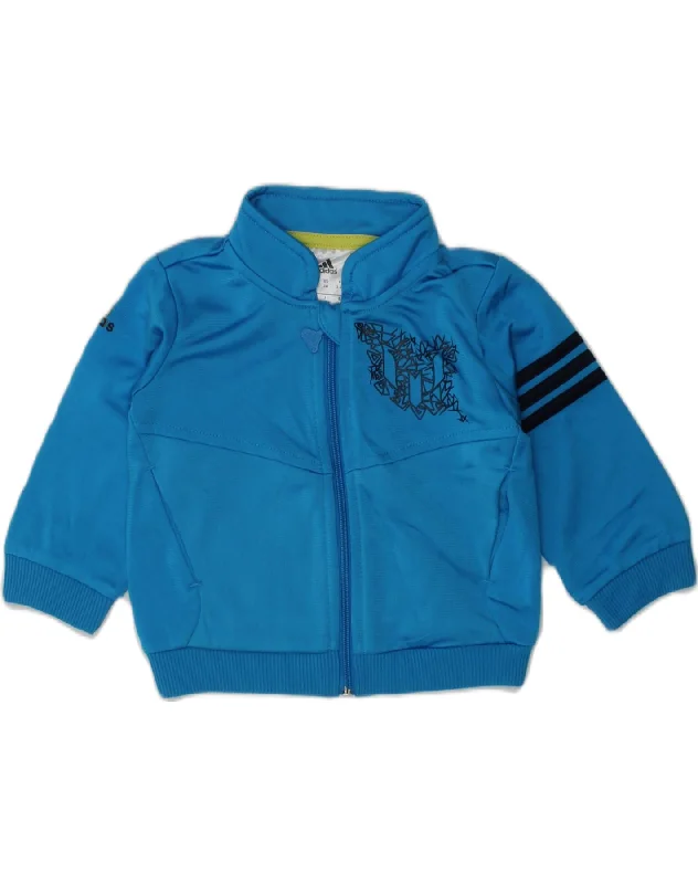 ADIDAS Baby Boys Graphic Tracksuit Top Jacket 3-6 Months Blue Polyester