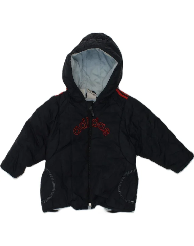 ADIDAS Baby Boys Hooded Padded Jacket 18-24 Months Black Polyester