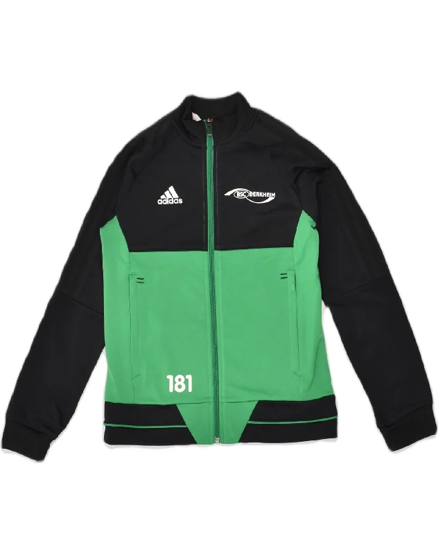 ADIDAS Boys BSC Berkheim Graphic Tracksuit Top Jacket 9-10 Years Green