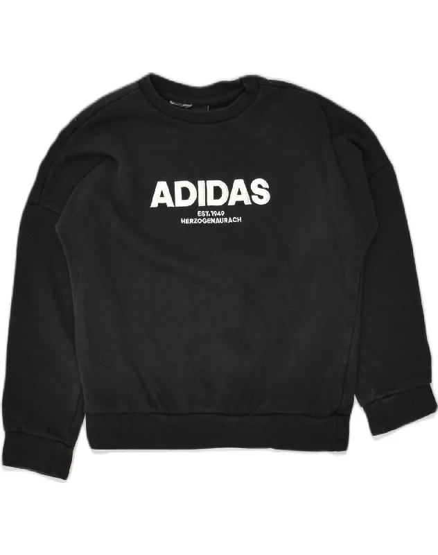 ADIDAS Boys Graphic Sweatshirt Jumper 13-14 Years Black Cotton