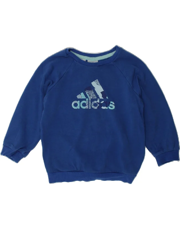 ADIDAS Boys Graphic Sweatshirt Jumper 2-3 Years Blue Cotton