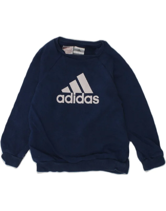 ADIDAS Boys Graphic Sweatshirt Jumper 2-3 Years Navy Blue Cotton