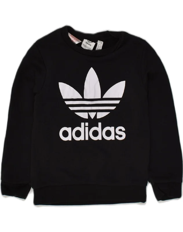 ADIDAS Boys Graphic Sweatshirt Jumper 6-7 Years Black Cotton