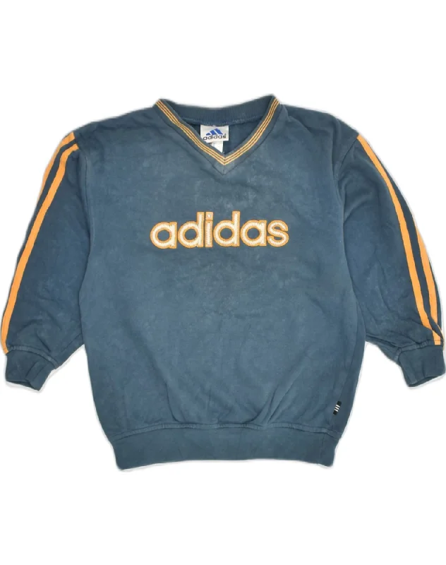 ADIDAS Boys Graphic Sweatshirt Jumper 8-9 Years Blue