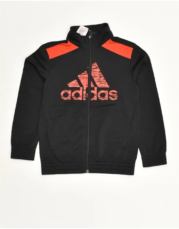 ADIDAS Boys Graphic Tracksuit Top Jacket 11-12 Years Black