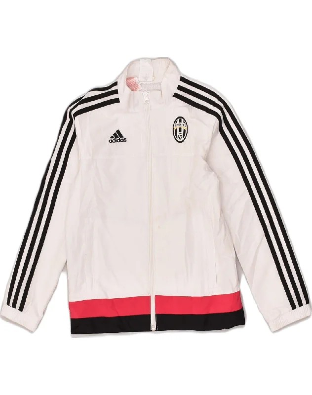 ADIDAS Boys Juventus Tracksuit Top Jacket 9-10 Years White Polyester