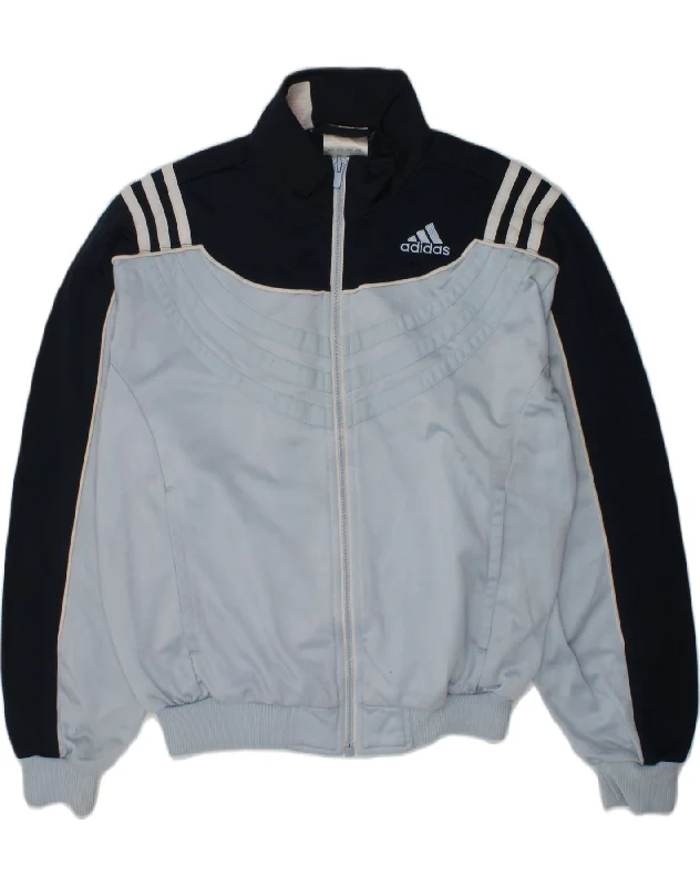 ADIDAS Boys Tracksuit Top Jacket 11-12 Years Blue Colourblock Polyester