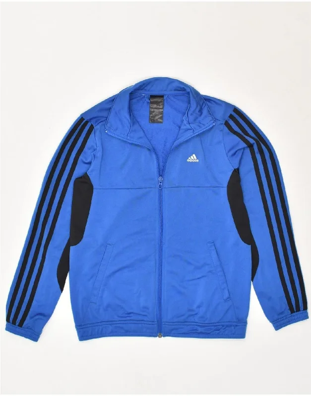 ADIDAS Boys Tracksuit Top Jacket 11-12 Years Blue Polyester