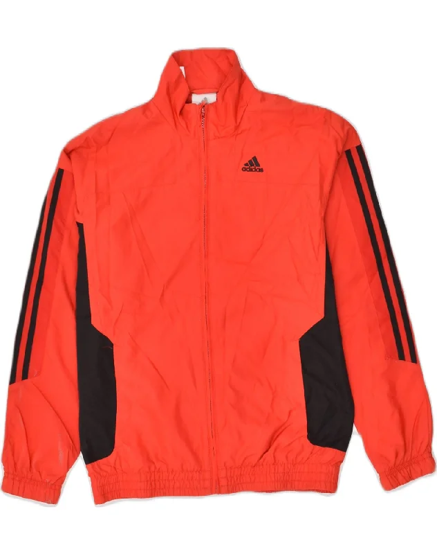 ADIDAS Boys Tracksuit Top Jacket 11-12 Years Red Colourblock Polyester