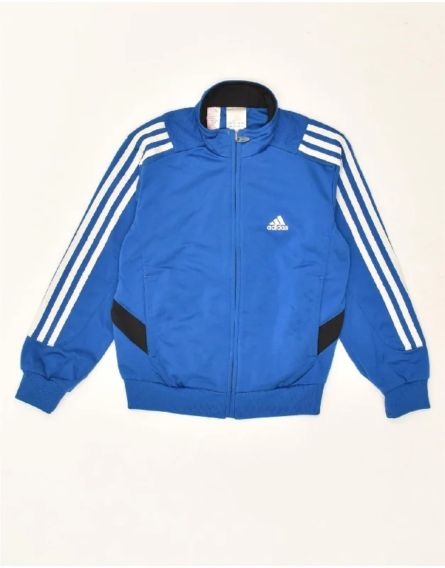 ADIDAS Boys Tracksuit Top Jacket 7-8 Years Blue Polyester