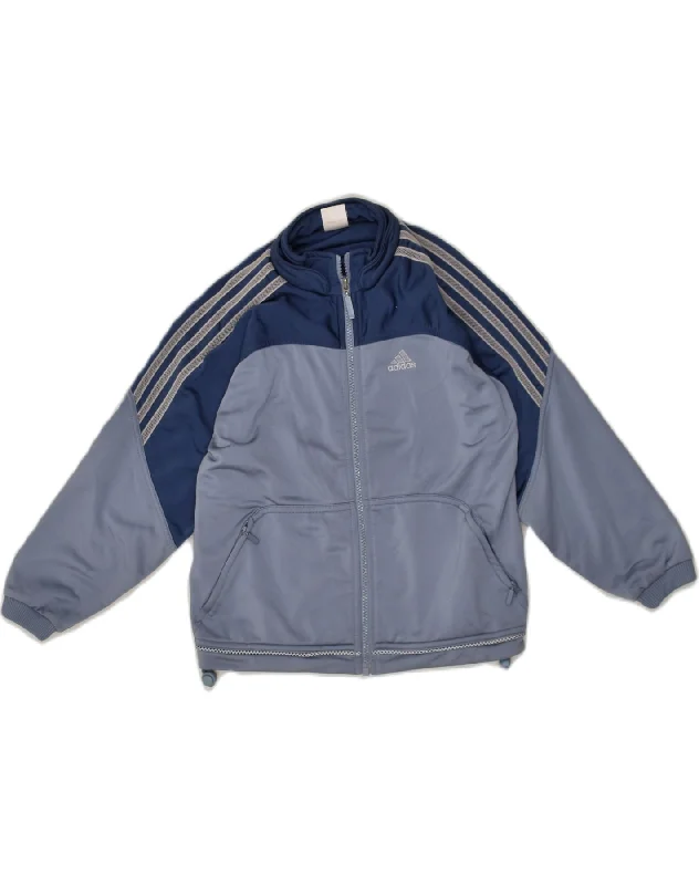 ADIDAS Boys Tracksuit Top Jacket 7-8 Years Grey Colourblock Polyester