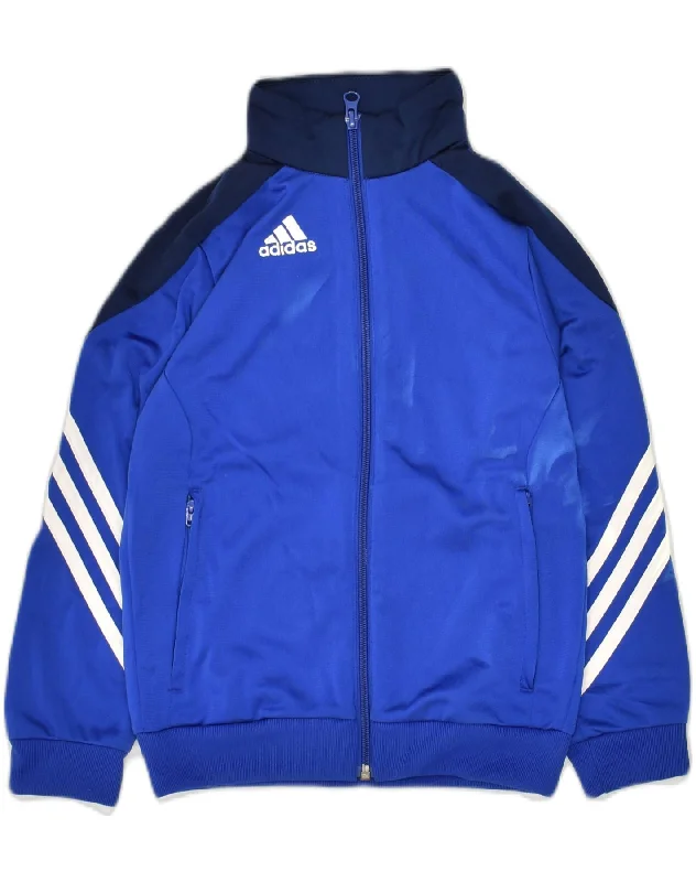 ADIDAS Boys Tracksuit Top Jacket 7-8 Years Small  Blue Polyester