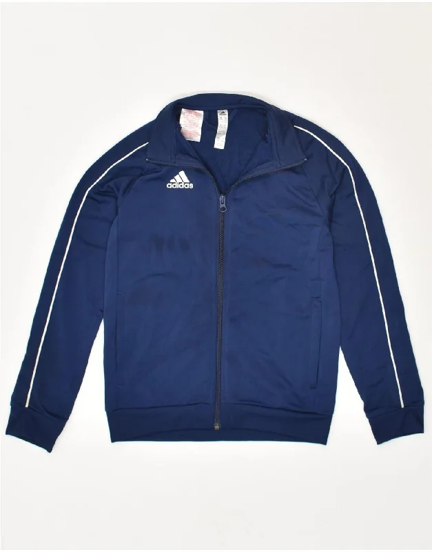 ADIDAS Boys Tracksuit Top Jacket 9-10 Years Navy Blue Polyester