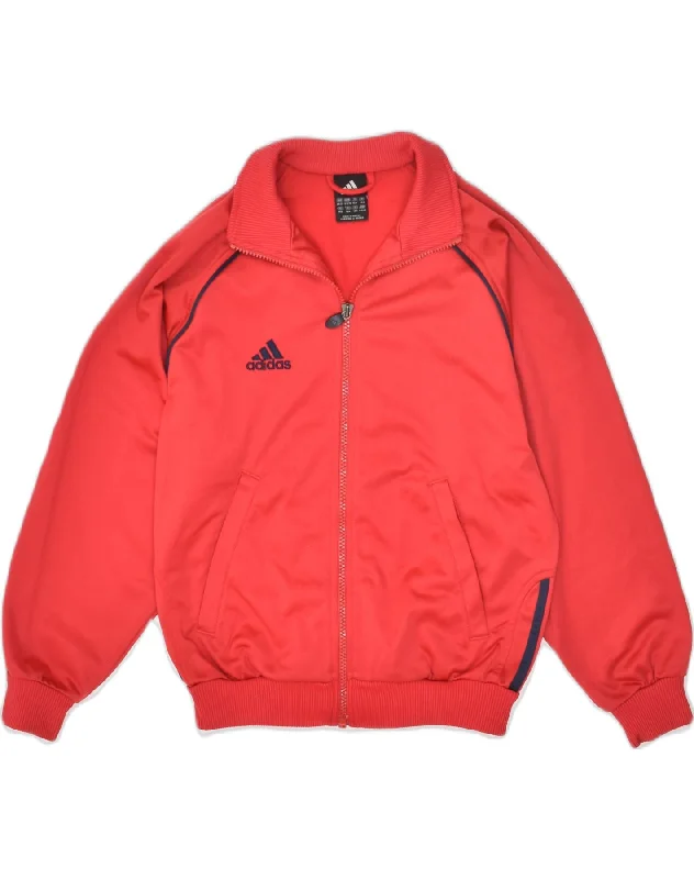 ADIDAS Boys Tracksuit Top Jacket UK 28/30 9-10 Years Red Polyester