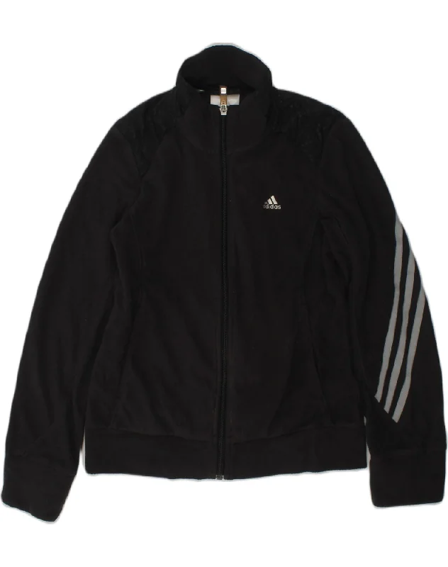 ADIDAS Girls Fleece Jacket 11-12 Years Black Polyester