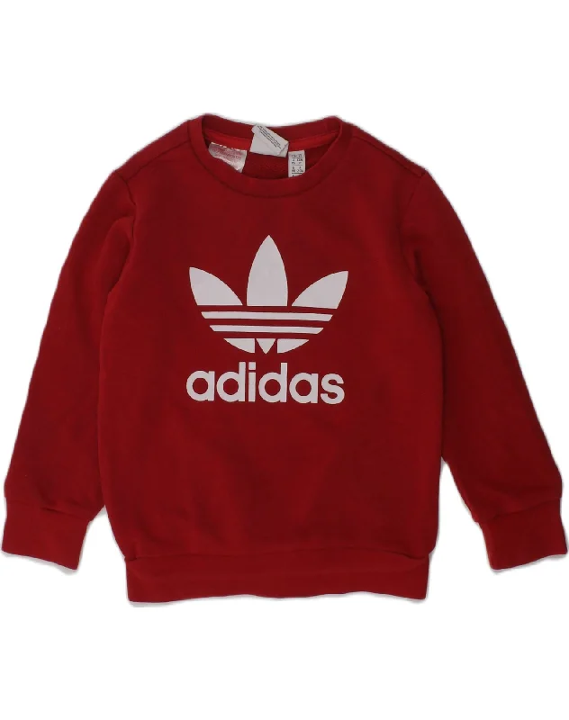 ADIDAS Girls Graphic Sweatshirt Jumper 2-3 Years Red Cotton