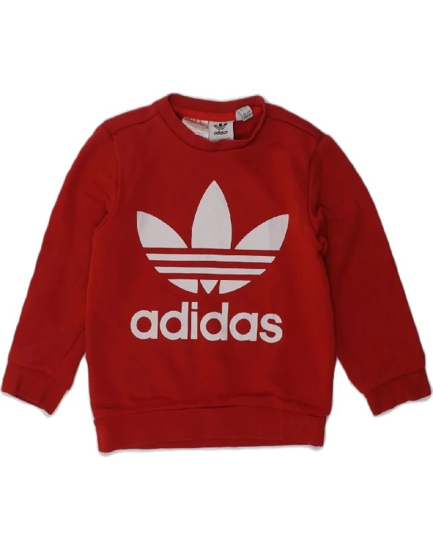 ADIDAS Girls Graphic Sweatshirt Jumper 3-4 Years Red Cotton