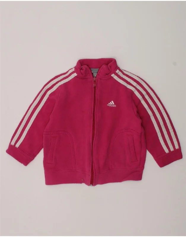 ADIDAS Girls Tracksuit Top Jacket 2-3 Years Pink Cotton