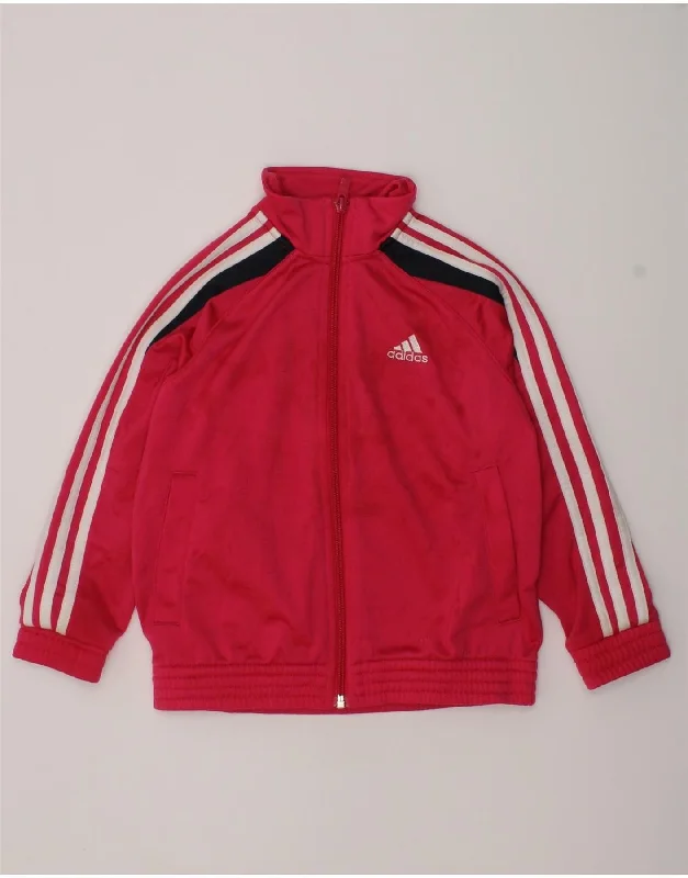 ADIDAS Girls Tracksuit Top Jacket 5-6 Years Pink Polyester