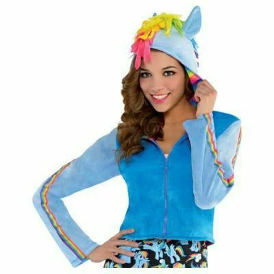 Adult Women's Rainbow Dash Hoodie - My Little Pony Size S/M Halloween Costume Pastel/blue