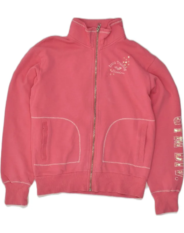 ARENA Girls Tracksuit Top Jacket 11-12 Years Pink Cotton