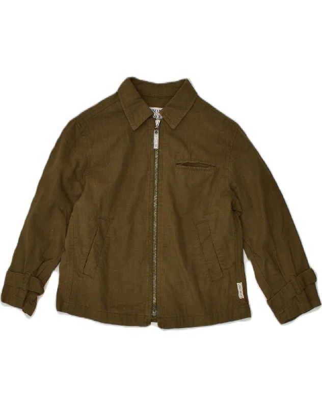 ARMANI Girls Bomber Jacket 9-10 Years Khaki Cotton