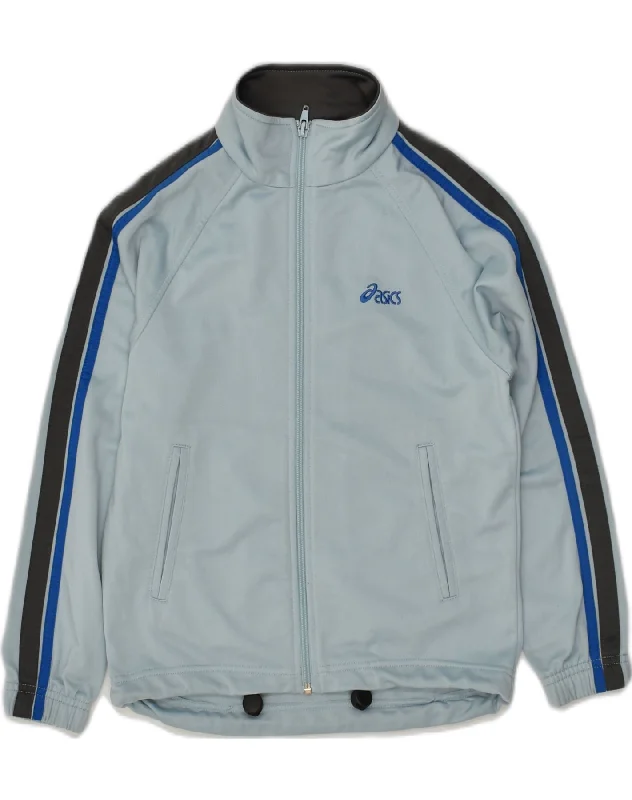 ASICS Girls Tracksuit Top Jacket 8-9 Years Blue Polyester