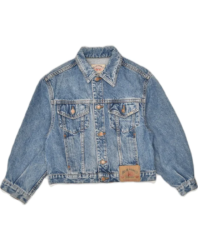 BENETTON Boys Denim Jacket 9-10 Years Medium Blue Cotton