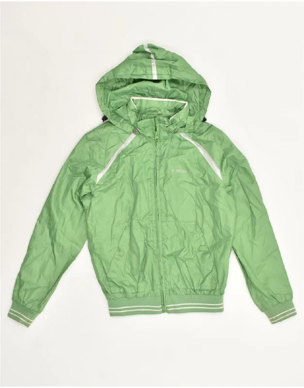 BRUGI Boys Hooded Rain Jacket 10-11 Years Green Polyester