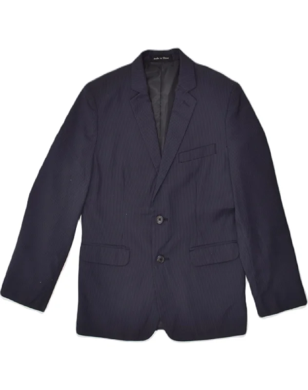 CALVIN KLEIN Boys 2 Button Blazer Jacket 13-14 Years Navy Blue Pinstripe