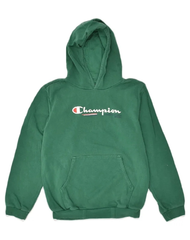 CHAMPION Boys Graphic Hoodie Jumper 13-14 Years XL Green Cotton