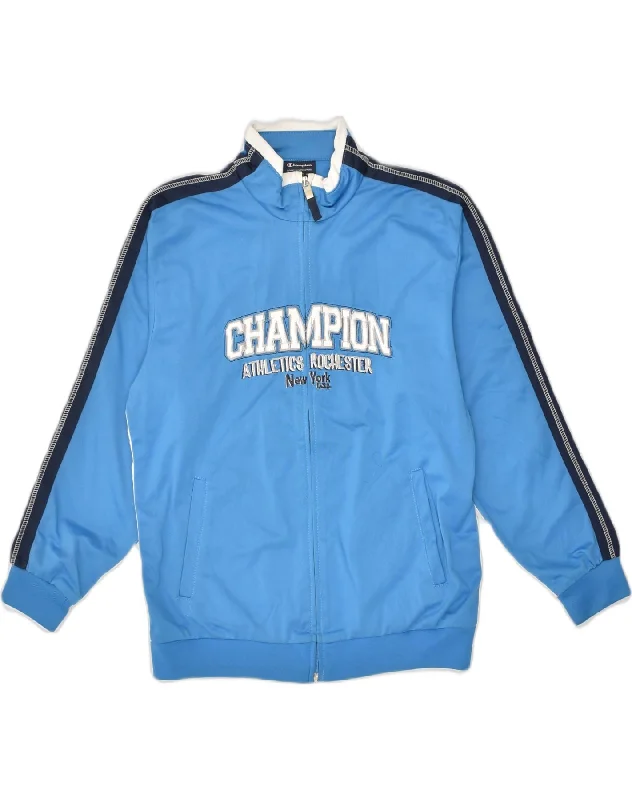 CHAMPION Boys Graphic Tracksuit Top Jacket 11-12 Years Large Blue