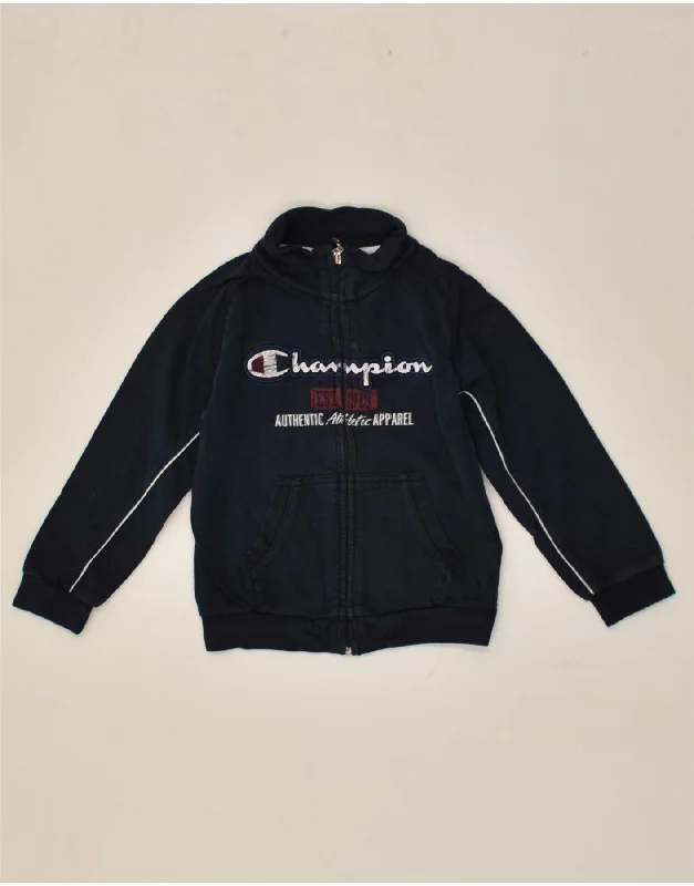 CHAMPION Boys Graphic Tracksuit Top Jacket 3-4 Years 2XS Navy Blue Cotton