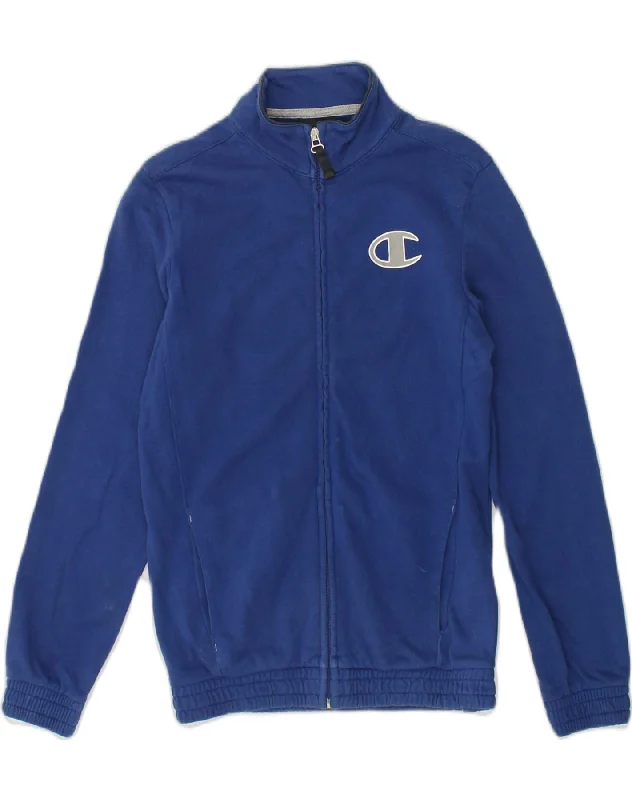 CHAMPION Boys Tracksuit Top Jacket 11-12 Years Large  Navy Blue Cotton