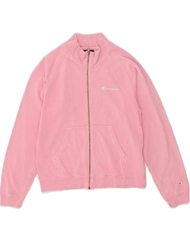 CHAMPION Girls Tracksuit Top Jacket 9-10 Years Pink Cotton