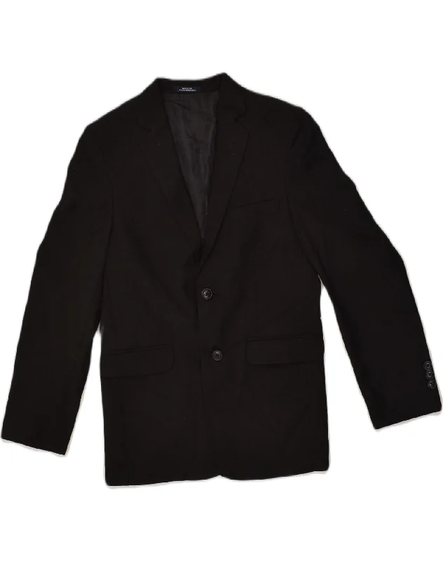 CHAPS Boys 2 Button Blazer Jacket 11-12 Years Black Polyester