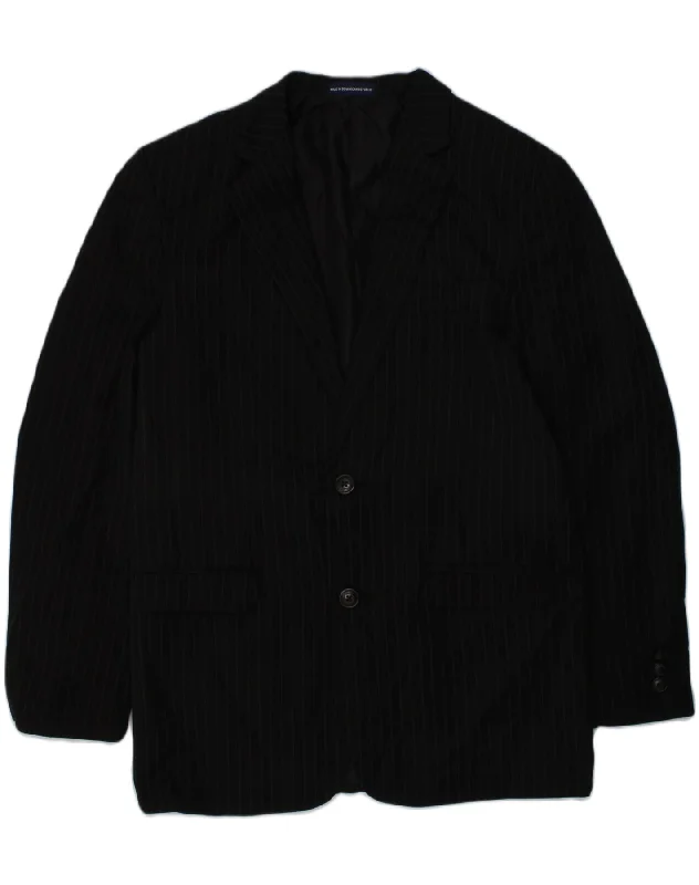 CHAPS Boys 2 Button Blazer Jacket 15-16 Years Black Pinstripe Polyester