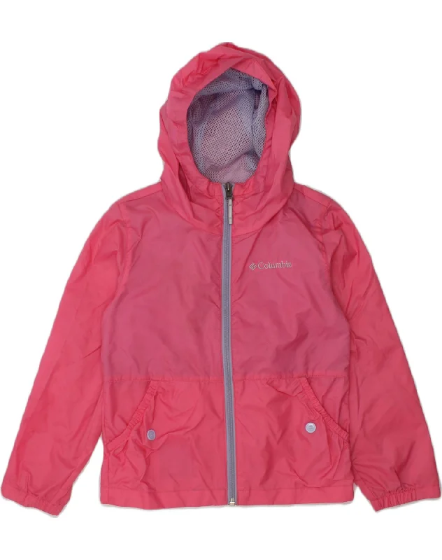 COLUMBIA Girls Rain Jacket 5-6 Years XS Pink Nylon