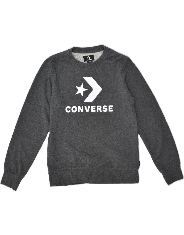 CONVERSE Boys Graphic Sweatshirt Jumper 12-13 Years Large  Grey Cotton