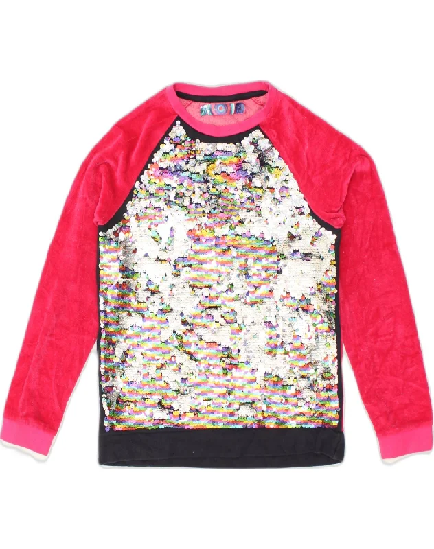 DESIGUAL Girls Graphic Sweatshirt Jumper 11-12 Years Pink Cotton