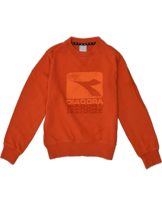 DIADORA Boys Graphic Hoodie Jumper 9-10 Years Medium Red Cotton