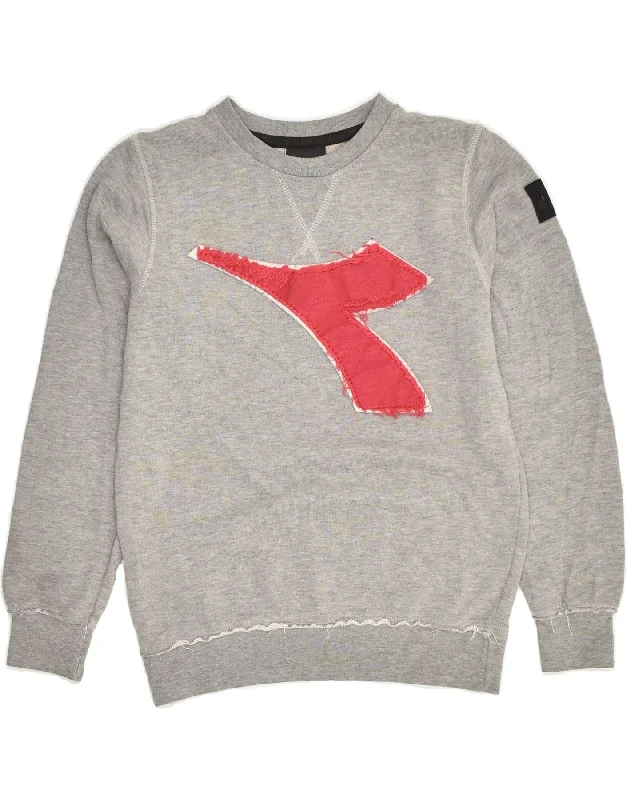 DIADORA Girls Graphic Sweatshirt Jumper 7-8 Years Grey