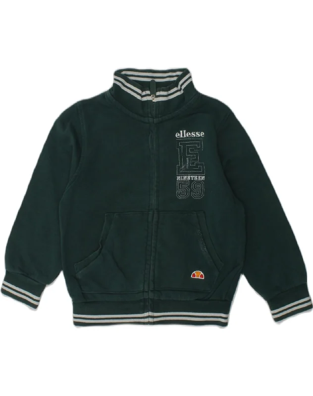 ELLESSE Boys Tracksuit Top Jacket 3-4 Years Green Cotton